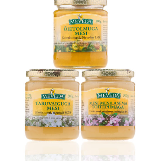 MEVEDA honey jars labels x3