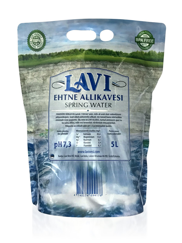 LAVI spring water pouch pack design back