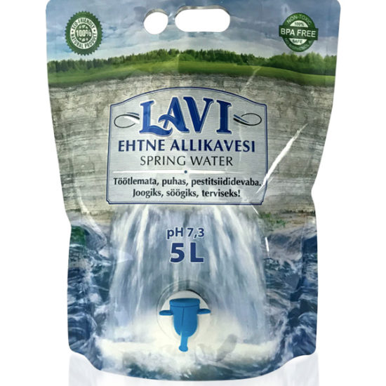 LAVI spring water pouch pack design front
